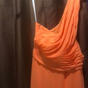Orange One strap bridesmaids dress